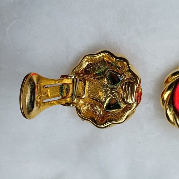 Vintage Kenneth Jay Lane Interchangeable Earrings Round 80s Earrings - Picture 5 of 7